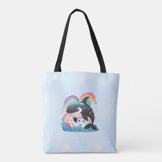 Leuke kawaii orka killer walvis regenbogen vlinder draagtas (Achterkant)