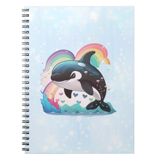 Leuke kawaii orka killer walvis regenbogen vlinder notitieboek (Voorkant)