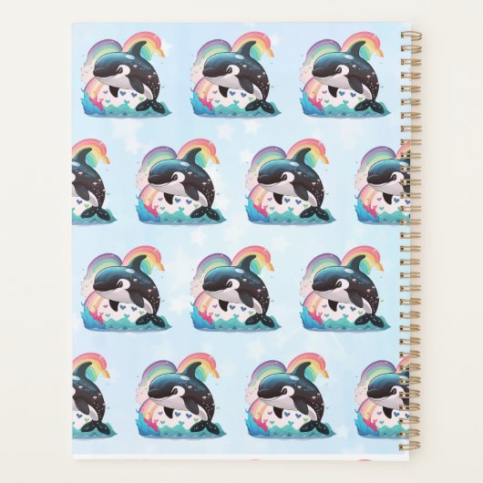Leuke kawaii orka killer walvis regenbogen vlinder planner (Achterkant)