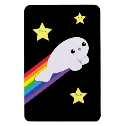Leuke Kawaii Rainbow Rocket Baby Seal Magnet Magneet (Verticaal)