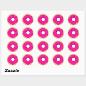 Leuke Kawaii Roze Donut met Sprinkles Ronde Sticker (Vel)