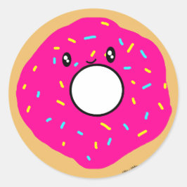 Leuke Kawaii Roze Donut met Sprinkles Ronde Sticker