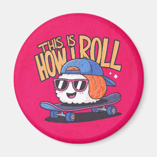 Leuke Kawaii Sushi op skateboard Magneet