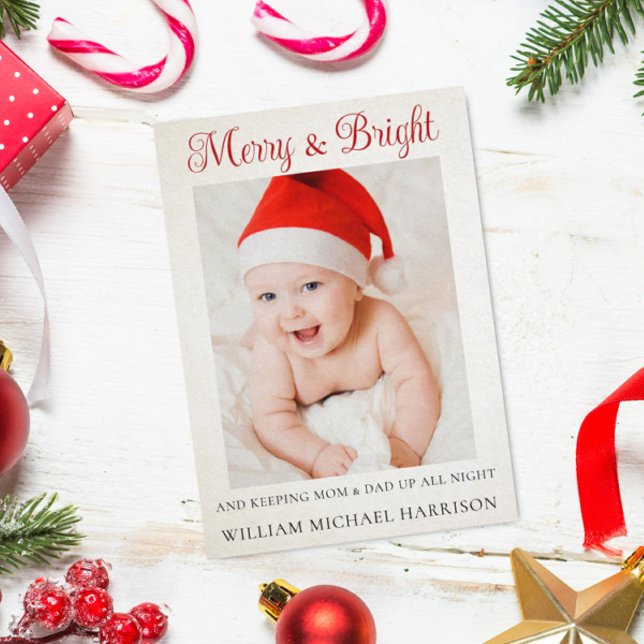 Leuke Kerst Baby Geboorte Aankondiging Fotokaart (Creator heeft geüpload)