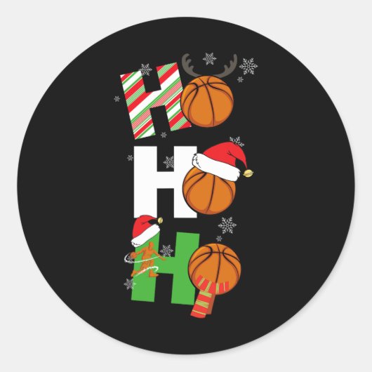 Leuke Kerst Basketbal Pyjama Speler Matching C Ronde Sticker (Voorkant)