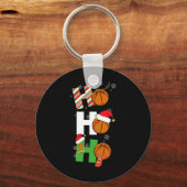 Leuke Kerst Basketbal Pyjama Speler Matching C Sleutelhanger (Voorkant)
