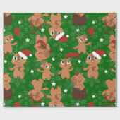 Leuke kerst Capybara Santa sneeuwvlokken Cadeaupapier (Vlak)