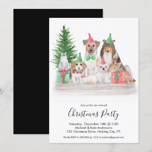 Leuke kerst dieren hond kat puppy kitten party kaart