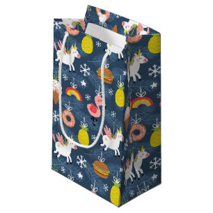Leuke Kerst Eenhoorns en Flamingo's Patroon Klein Cadeauzakje