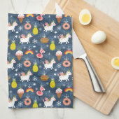 Leuke Kerst Eenhoorns en Flamingo's Patroon Theedoek (Quarter Fold)