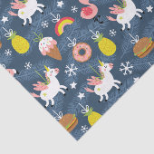 Leuke Kerst Eenhoorns en Flamingo's Patroon Tissuepapier (Detail)