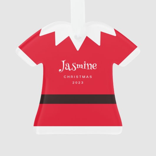 Leuke kerst elf pak beeldje gepersonaliseerd ornament (achterkant)