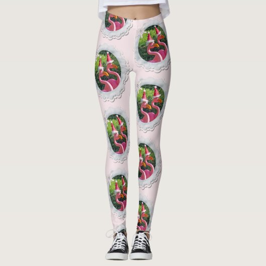 Leuke kerst flamingo leggings! leggings (Voorkant)