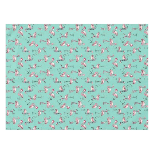 Leuke kerst flamingo's met kerstmutsen tafelkleed (Voorkant (Horizontaal))