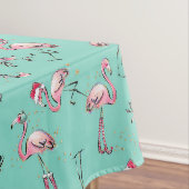 Leuke kerst flamingo's met kerstmutsen tafelkleed (Voorbeeld)