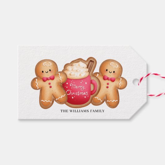 Leuke Kerst Gingerbread Cacao Naam Cadeaulabel (Voorkant (Horizontaal))
