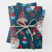 Leuke Kerst Gnomen Wrapping Papier 3xFlat Sheet Inpakpapier Vel (In situ)