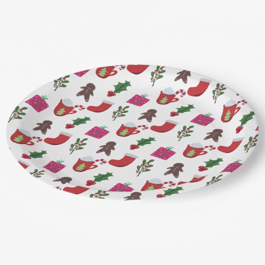 Leuke kerst Hot Chocolade Winter Vakantie Papieren Bordje (Gekanteld)