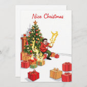 Leuke kerst Kaart - Fiery Fun (Voorkant / Achterkant)