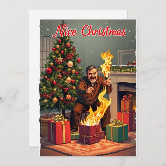 Leuke kerst Kaart – Fiery Fun B (Voorkant / Achterkant)