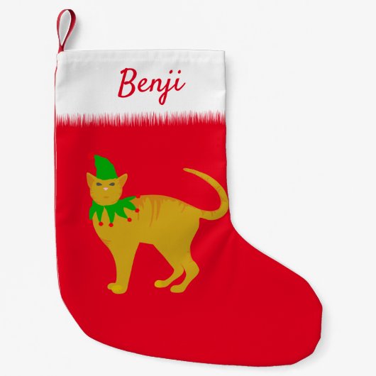 Leuke kerst kat gepersonaliseerd huisdier kleine kerstsok (Voorkant)