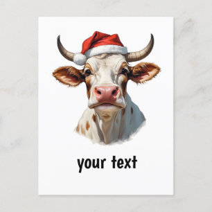 Leuke kerst koe met jouw tekst briefkaart