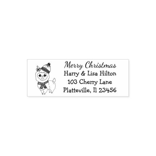 Leuke kerst lama adres label  zelfinktende stempel (Design)