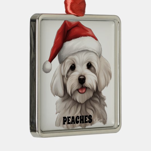 LEUKE KERST MALTESE HOND MET KERSTMUTS METALEN ORNAMENT (Rechts)