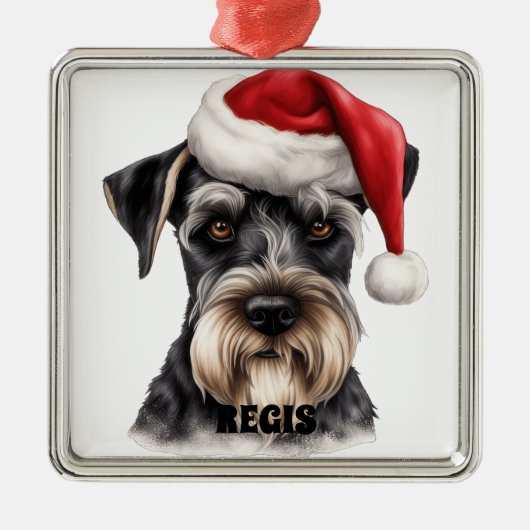 LEUKE KERST MINIATUUR SCHNAUZER HOND METALEN ORNAMENT (Voorkant)