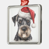 LEUKE KERST MINIATUUR SCHNAUZER HOND METALEN ORNAMENT (Links)