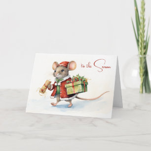 Leuke kerst muis met geschenken kaart