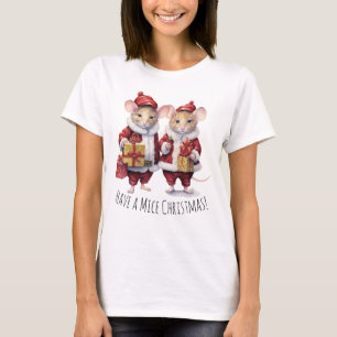 Leuke kerst muis muizen kerst zoete dier t-shirt