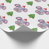 Leuke Kerst Olifanten en Kerstbomen Cadeaupapier (Hoek)