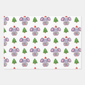 Leuke Kerst Olifanten en Kerstbomen Inpakpapier Vel (Voorkant 3)