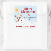 Leuke Kerst Schattigee Sneeuwman Cheers Vakantie S Vierkante Sticker (Tas)