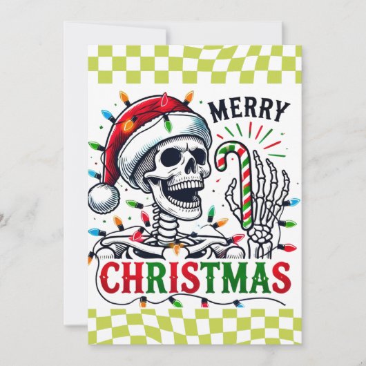 Leuke Kerst Skeleton Vakantie Bedankkaart (Voorkant)