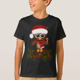 Leuke kerst uil op dennentak Kind Shirt