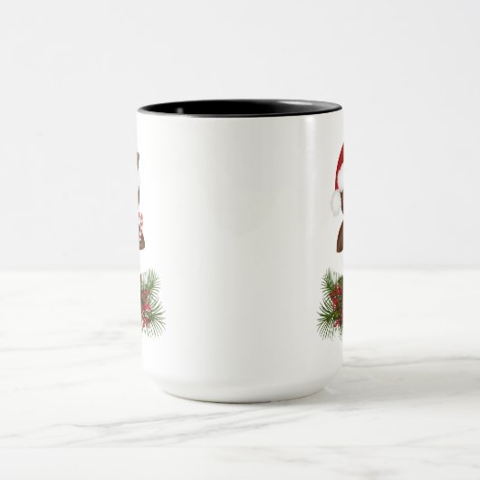 Leuke kerst uil op dennentak Mok (Midden)
