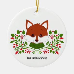 Leuke kerst vos foto keramisch ornament