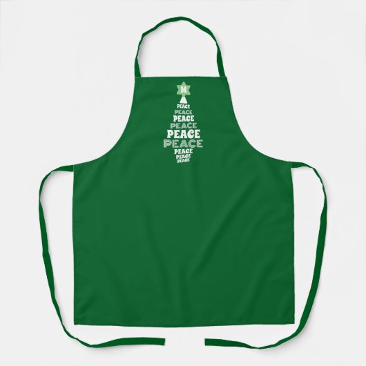 Leuke Kerst Vrede Boom Custom Initiaal Groen Schort (Voorkant)