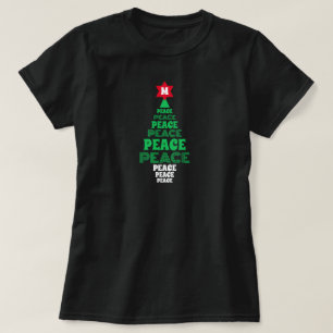 Leuke Kerst Vrede Boom Custom Initiaal Zwart T-shirt