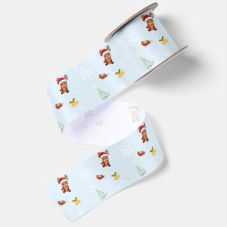 Leuke Kerst Waterverf rendier xmas Feestje Kind Lint