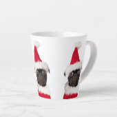 Leuke Kerst Zwart Pug in Santa Hat Latte Mok (Rechterhoek)