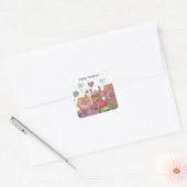Leuke kerstauto vierkante sticker (Envelop)