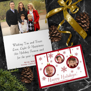 Leuke kerstbal Ornament Prettige feestdagen 3 Foto Kaart