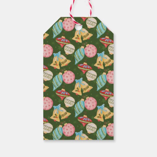 Leuke kerstbel grillige traditionele nostalgische cadeaulabel (Achterkant)