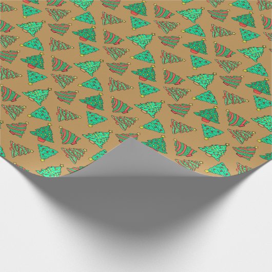 Leuke kerstbomen | goudbrons cadeaupapier (Hoek)