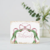Leuke kerstboog roze waterverf BRIDESMAID Kaart (Staand voorkant)