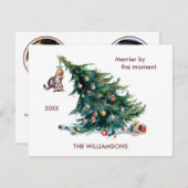 Leuke Kerstboom Dangling Kat 3 Foto Feestdagenkaart (Voorkant / Achterkant)