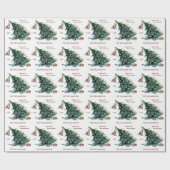 Leuke Kerstboom Dangling Kat Foto Cadeaupapier (Vlak)